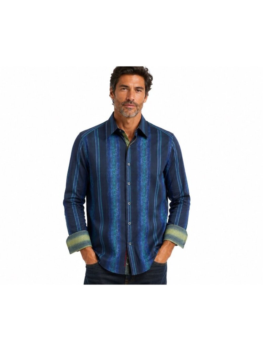ROBERT GRAHAM long sleeve shirt multi colored XL flip cuff woven statement